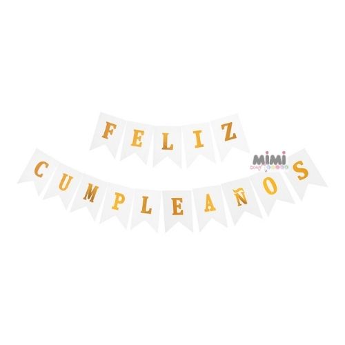 Banderín Blanco Feliz Cumpleaños 1 paquete