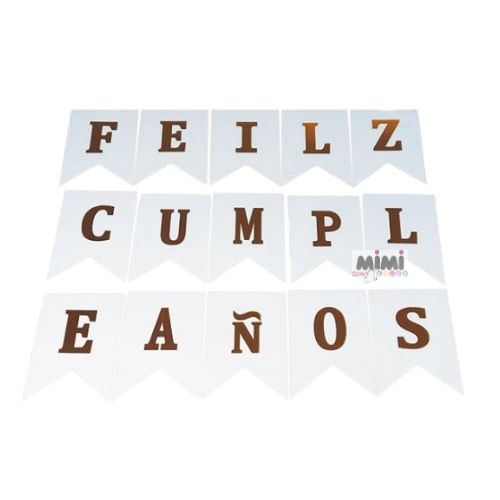 Banderín Blanco Feliz Cumpleaños 1 paquete
