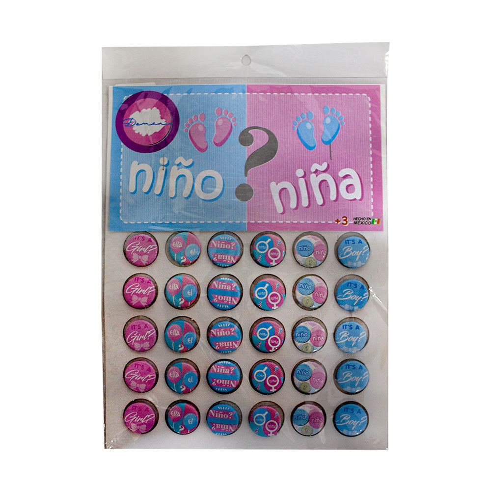 Botón / Pin decorativo revelación de sexo 30pz