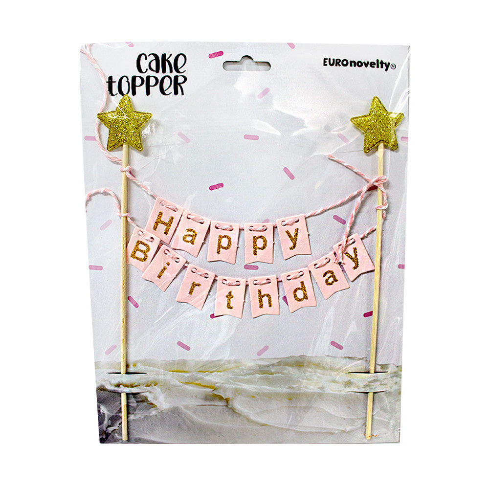 Cake Topper mini guirnalda “Happy Birthday” 1pza