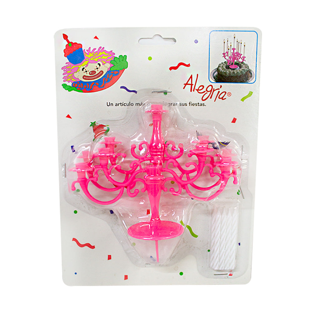 Cake Topper Candelabro Rosa
