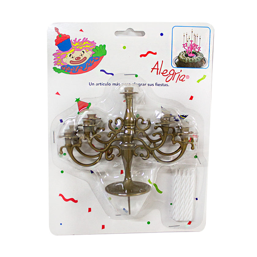 Cake Topper Candelabro Dorado