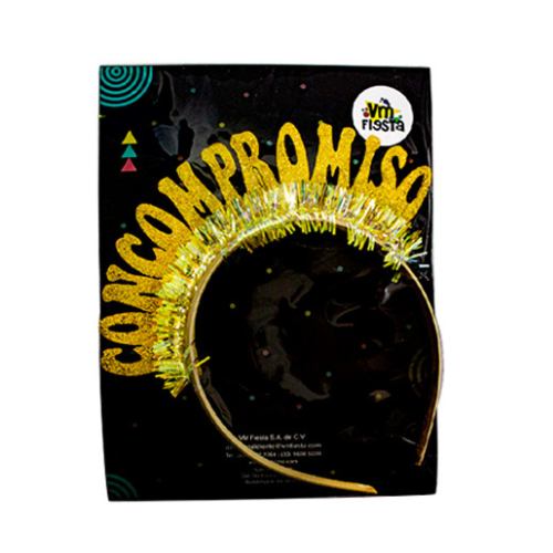 Diadema Compromiso dorada 1pza