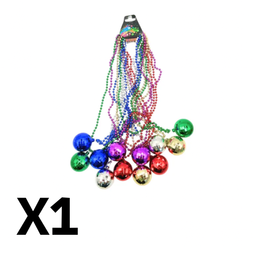 Collares bola Disco colores con 12pzas 1pqt