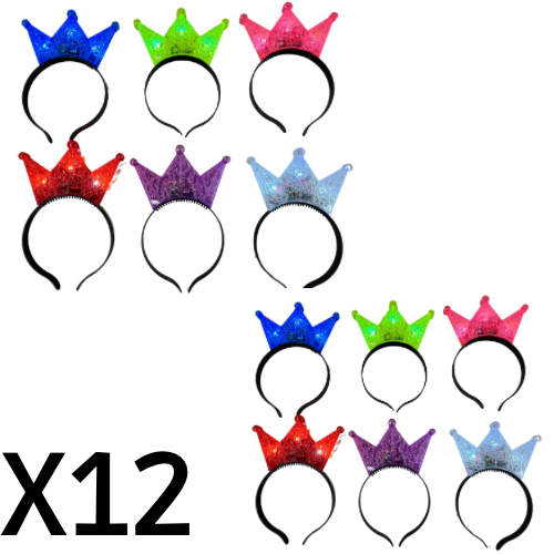 Diademas corona c/luz 12pzas