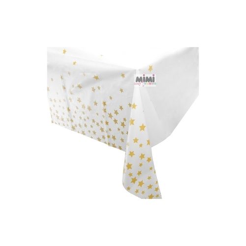 Mantel Rectangular c. Blanco con estrellas doradas c/ 1pq