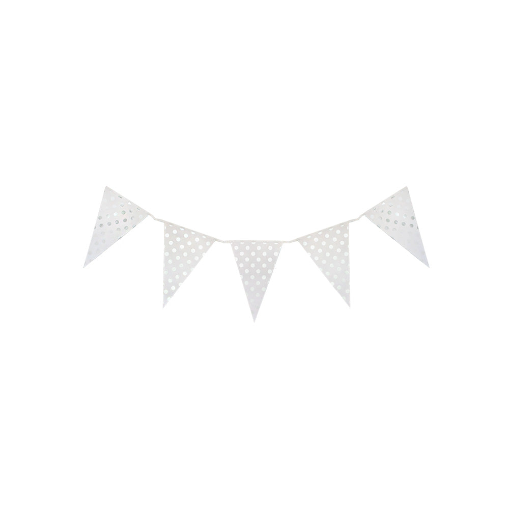 Banderín Blanco con Puntos Plata