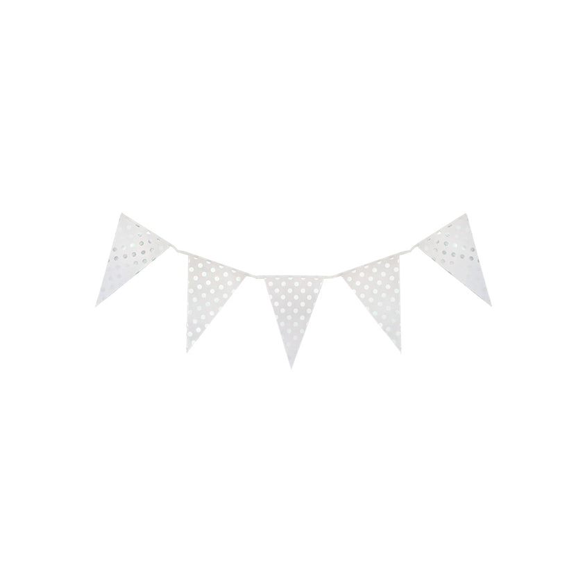 Banderín Blanco con Puntos Plata