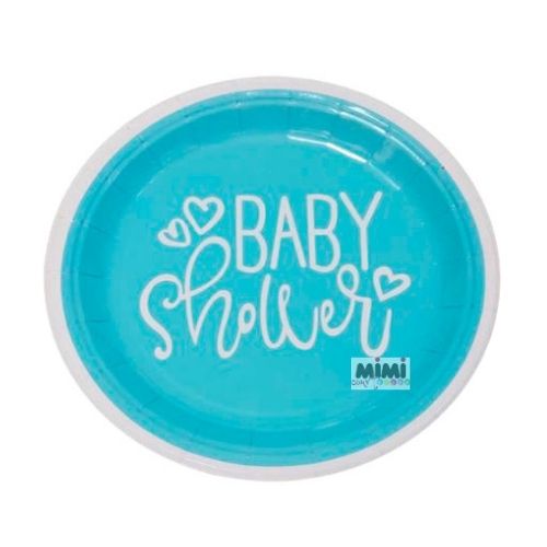 Plato c. azul BABY SHOWER 1Pqt
