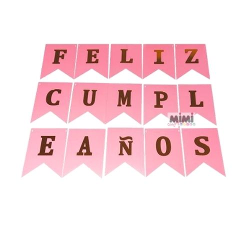 Banderín Rosa Feliz Cumpleaños 1 paquete