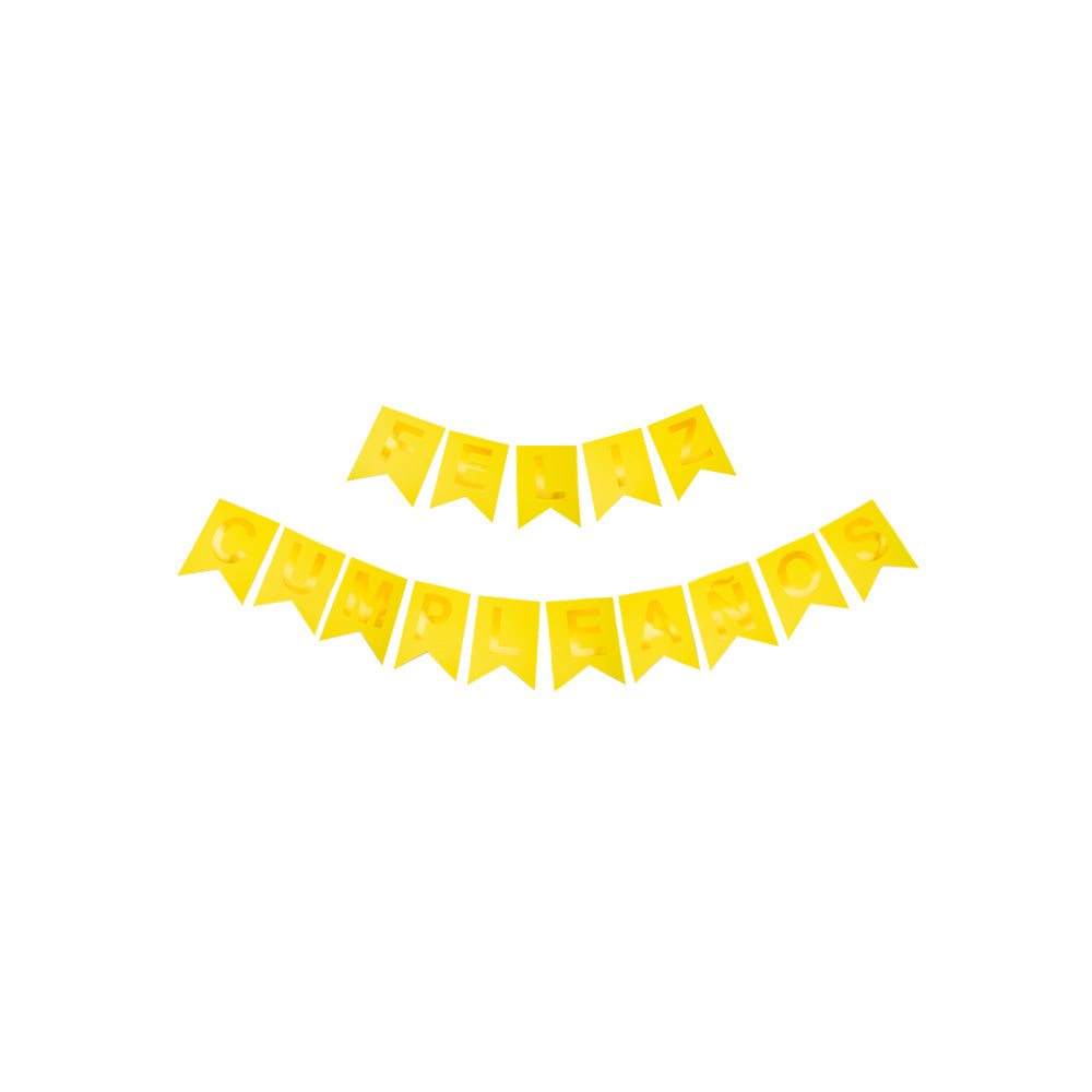 Banderin Feliz Cumpleaños amarillo neón