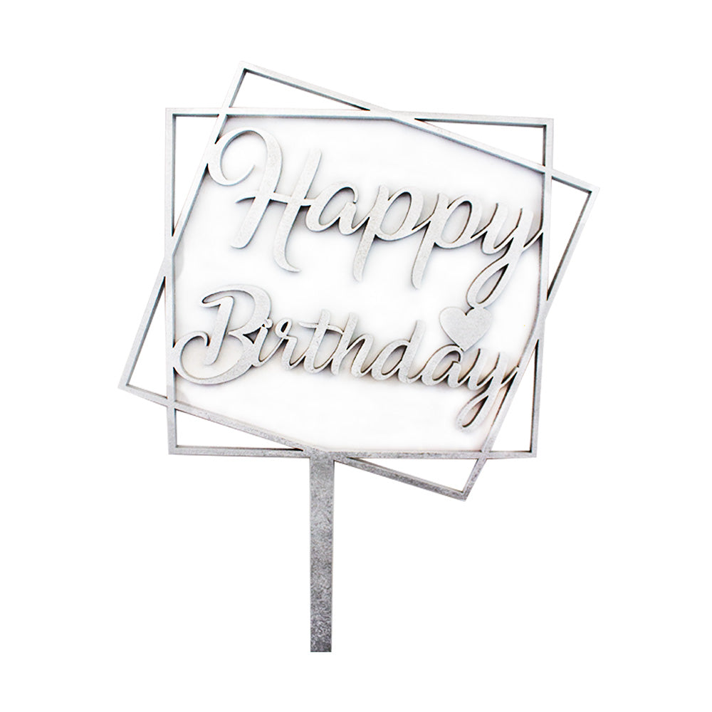 Topper Cake Happy B Cuadro   1Pza