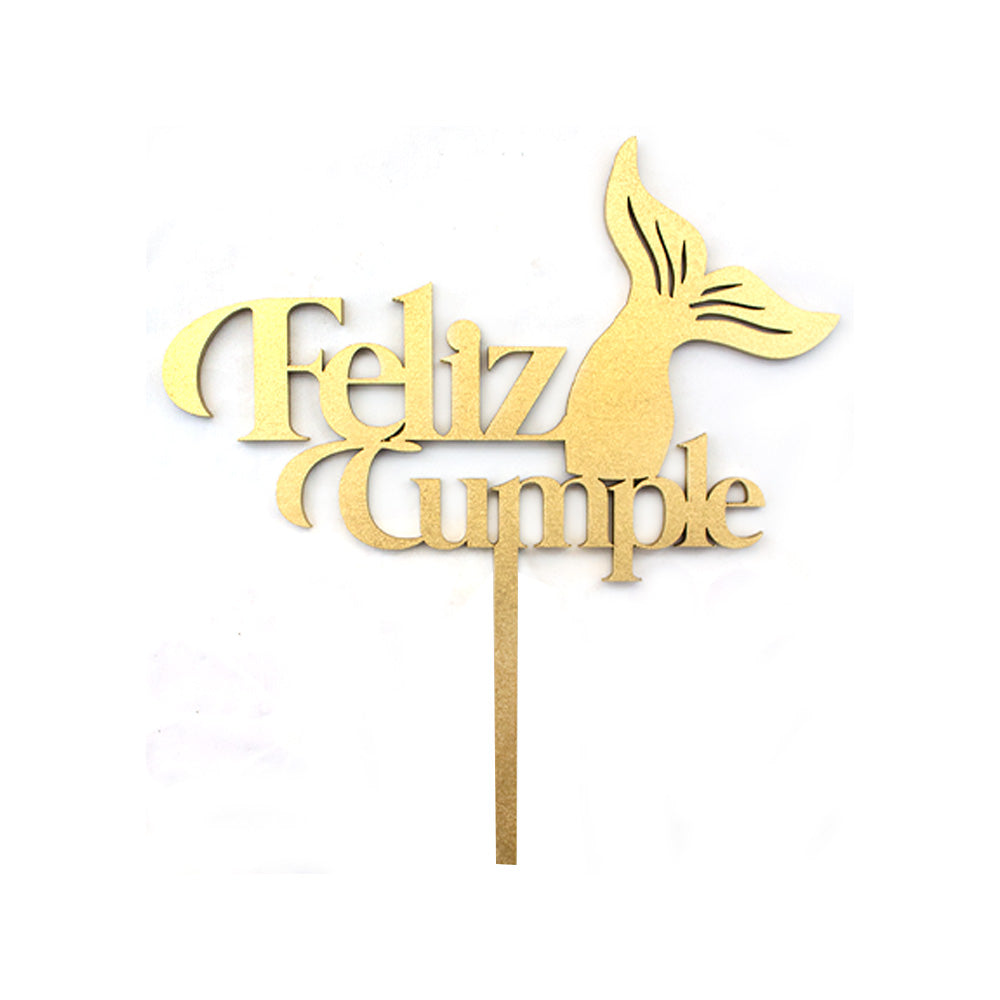 Cake Topper Feliz Cumple cola de sirena